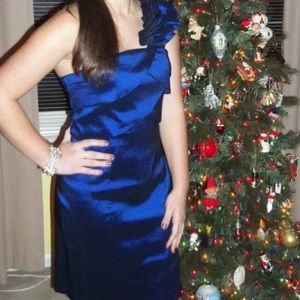 Dark Blue One Shoulder Dress